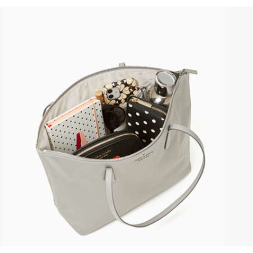 Kate Spade Kitt Nylon Large Daily Tote Shoulder Bag - Platinum Grey - NWT - Picture 6 of 11